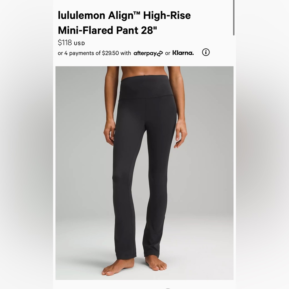 Lululemon high rise mini flare pant 28”